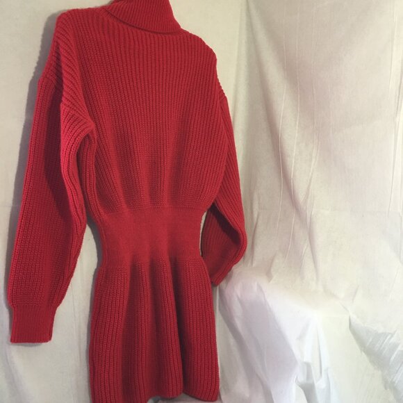 Sweater Dress Red Merry Knit Turtleneck long sleeve Midi S Ugly X-Mas - Picture 6 of 7